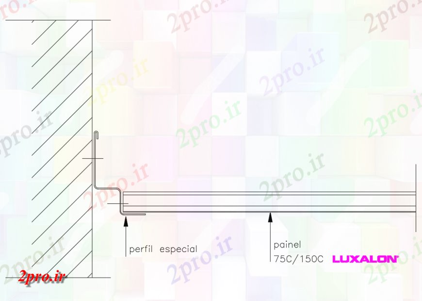 دانلود نقشه طراحی جزئیات ساختار کاذب فلزی سقف پایان با ساختار L مشخصات ویژه جزئیات (کد142429)
