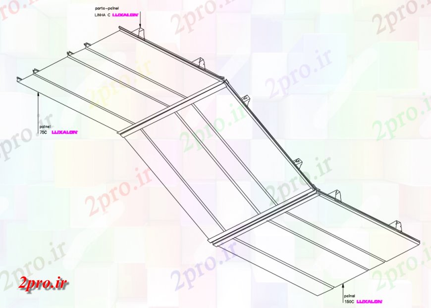 دانلود نقشه طراحی جزئیات ساختار کاذب فلزی سقف 3 HUNTER داگلاس جزئیات ساختار  (کد142448)