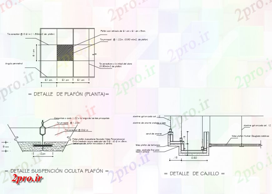 دانلود نقشه طراحی جزئیات ساختار تعلیق سقف با plafon جزئیات (کد142489)