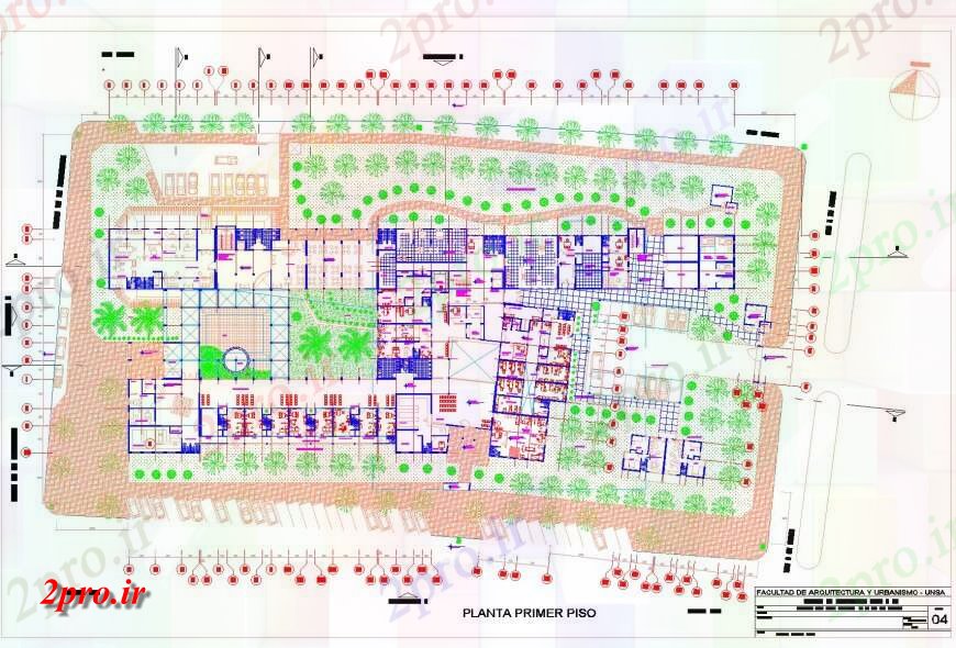 دانلود نقشه بیمارستان - درمانگاه - کلینیک بیمارستان کار طرحی جزئیات 48 در 125 متر (کد142560)