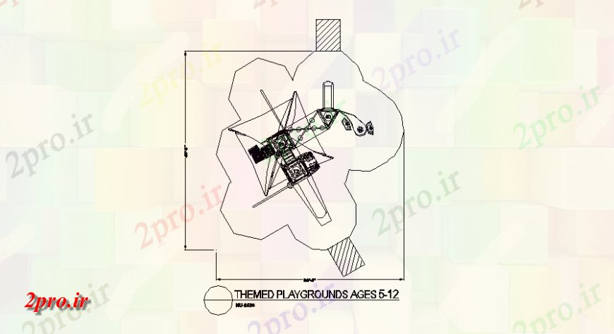 دانلود نقشه باغ مربع شکل بازی جزئیات زمین  (کد142592)