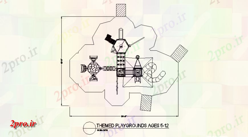 دانلود نقشه باغ شش ضلعی و مربع شکل بازی زمین  طرحی جزئیات (کد142603)