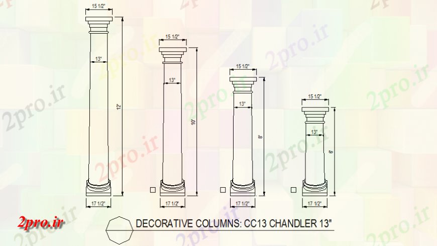 دانلود نقشه بلوک ، آرام ، نماد ستون های تزئینی  طرحی جزئیات (کد142638)