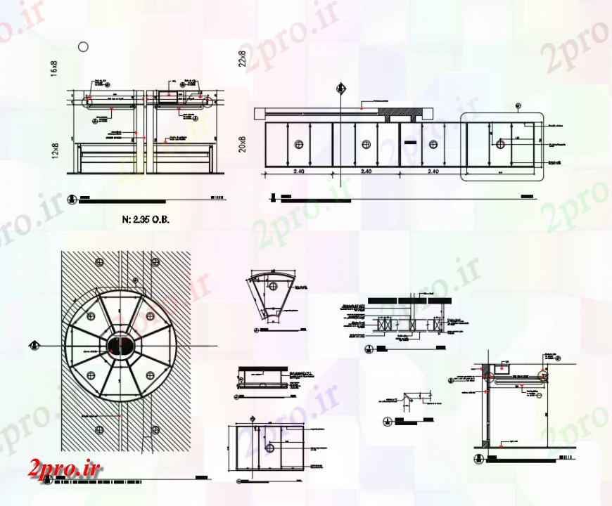 دانلود نقشه طراحی جزئیات ساختار جزئیات معلق ساخت ساختمان سقف (کد142653)