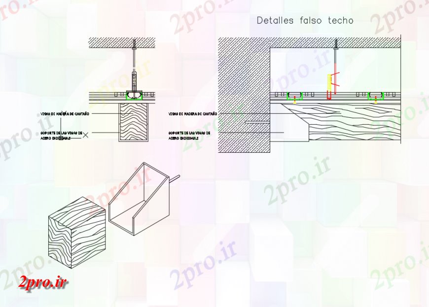دانلود نقشه طراحی جزئیات ساختار ساختار سقف کاذب ساخت و ساز سقف (کد142655)