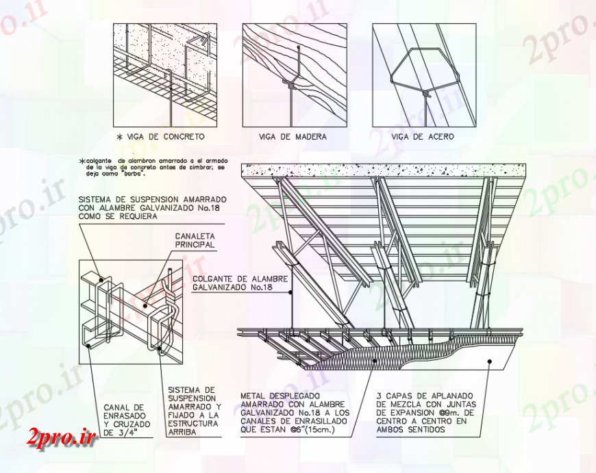 دانلود نقشه طراحی جزئیات ساختار سقف کاذب از ساخت ساختمان نور جزئیات (کد142666)