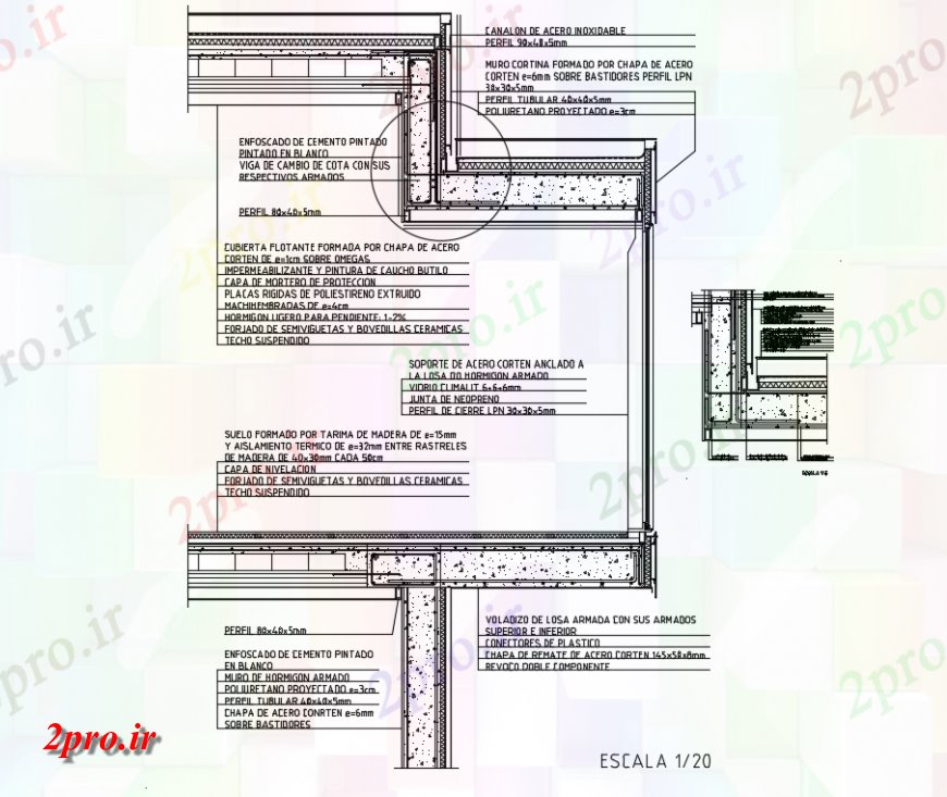 دانلود نقشه طراحی جزئیات ساختار شناور ساختار پوشش سقف کاذب جزئیات (کد142668)