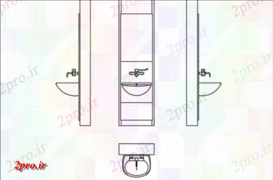 دانلود نقشه حمام مستر حمام جزئیات مقابل نما (کد142717)