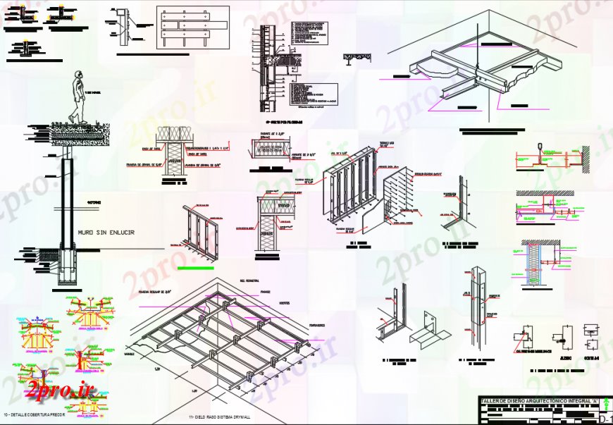 دانلود نقشه طراحی جزئیات ساختار معلق کاذب ساخت و ساز سقف جزئیات (کد142814)