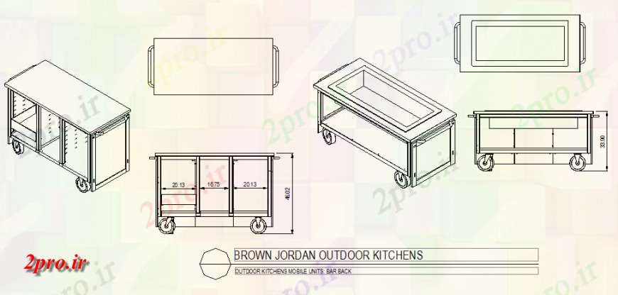 دانلود نقشه طراحی مبلمان آشپزخانه طرحی واحد آشپزخانه جزئیات در فضای باز و نما  (کد142817)
