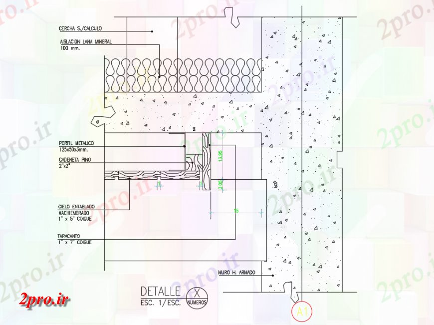 دانلود نقشه طراحی جزئیات ساختار جزئیات چوبی پایان سقف ساختمان  طراحی (کد142834)