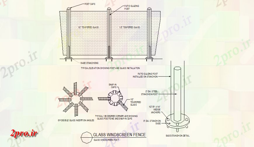 دانلود نقشه جزئیات طراحی در و پنجره  طرحی جزئیات حصار پنجره شیشه ای و نما  چیدمان (کد142959)