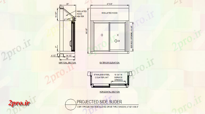 دانلود نقشه جزئیات طراحی در و پنجره  پیش بینی طراحی پنجره جزئیات کشویی سمت (کد142962)