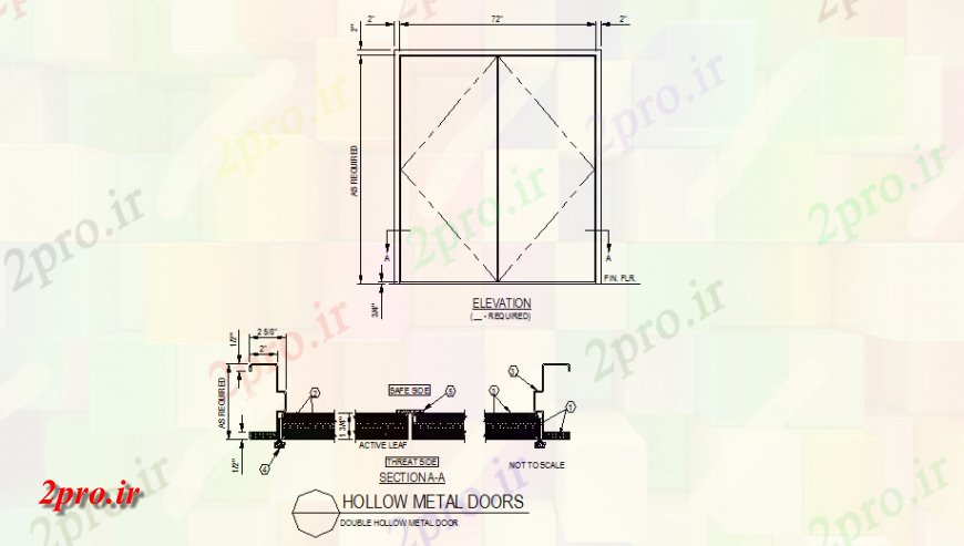 دانلود نقشه جزئیات طراحی در و پنجره  تو خالی دو درب فلزی جزئیات (کد143029)