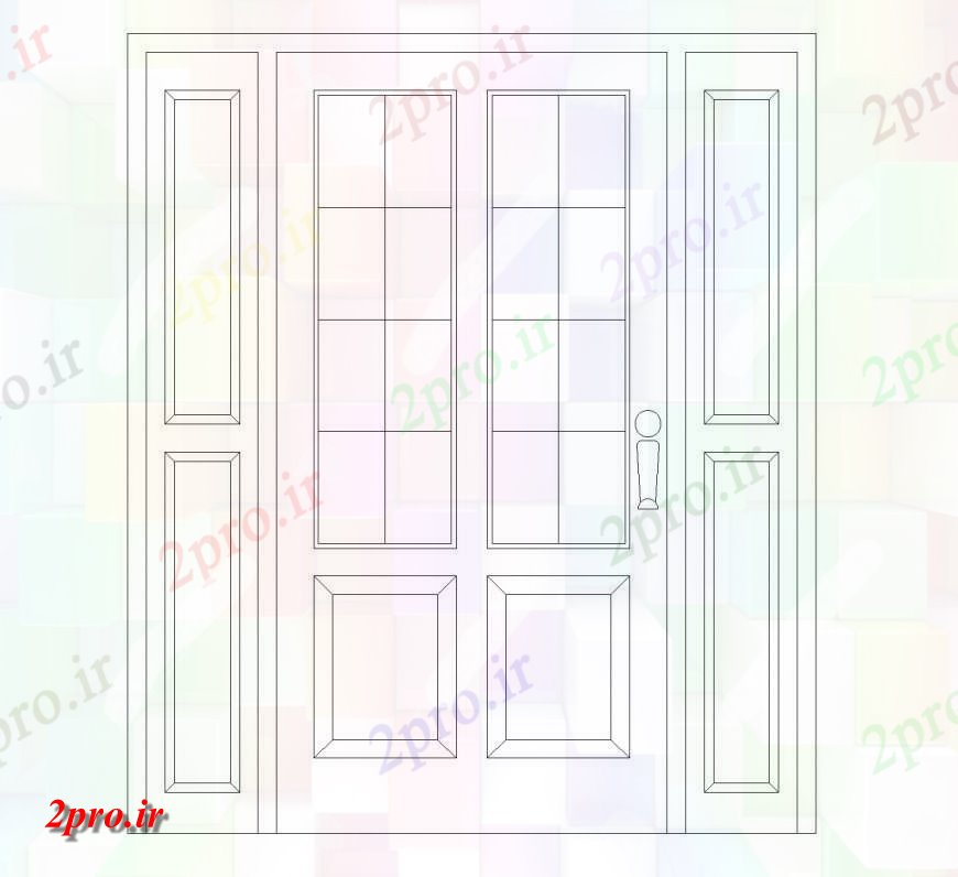 دانلود نقشه جزئیات طراحی در و پنجره  درب جلو با  sidelights طرح (کد143070)