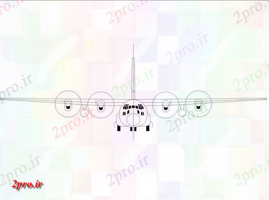 دانلود نقشه بلوک ، آرام ، نماد نما جلو جت هوا جزئیات (کد143102)