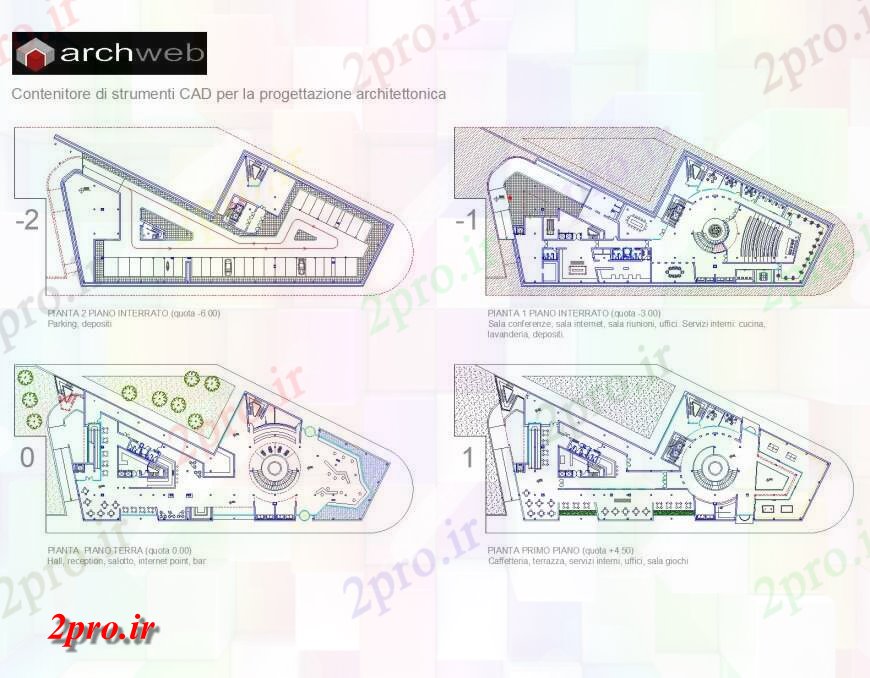 دانلود نقشه هتل - رستوران - اقامتگاه البرگو هتل طرحی acd 34 در 82 متر (کد143104)