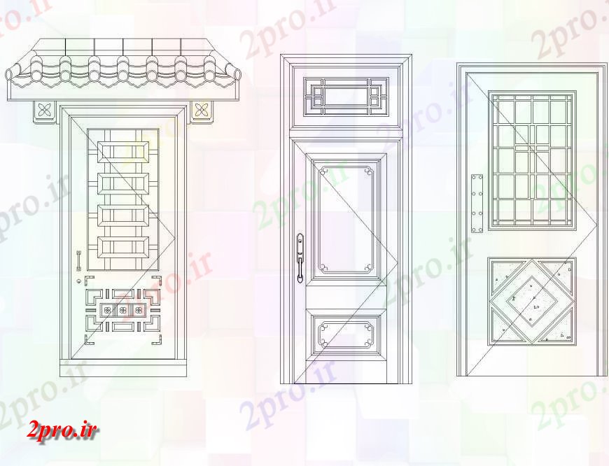 دانلود نقشه جزئیات طراحی در و پنجره  سقف به درب نما جزئیات (کد143158)