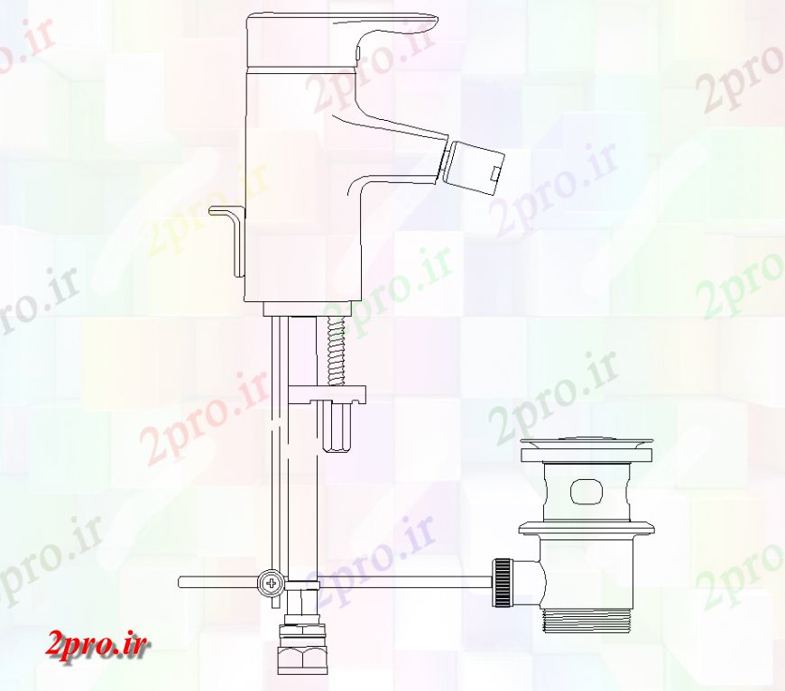 دانلود نقشه حمام مستر جزئیات حمام با منطقه دوش خود (کد143191)