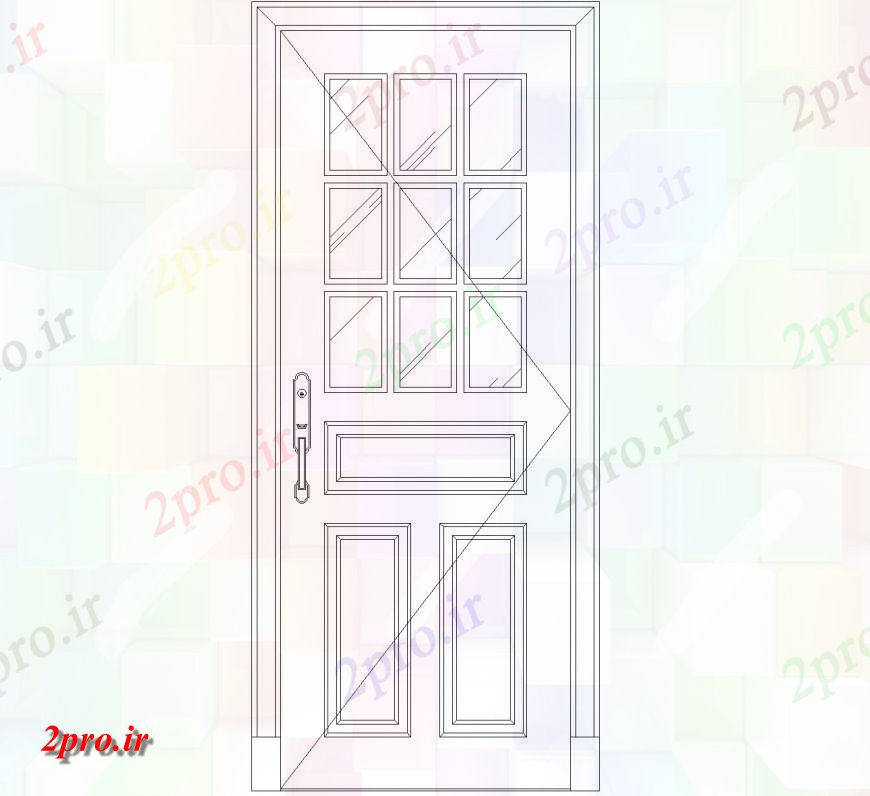 دانلود نقشه جزئیات طراحی در و پنجره  درب شیشه ای الگوی در نما    طرحی بلوک (کد143268)