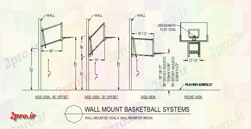 دانلود نقشه  طراحی پارک - محوطه - باغ   دیوار کوه سبد سیستم توپ نما جزئیات  (کد143278)