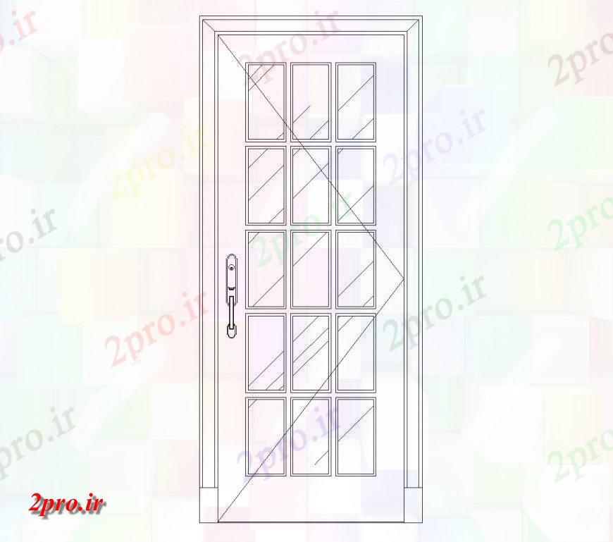 دانلود نقشه جزئیات طراحی در و پنجره  درب شیشه ای شبکه  مسدود (کد143294)