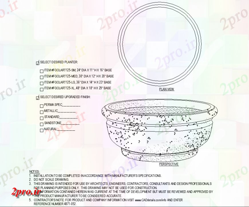 دانلود نقشه درختان و گیاهان طرحی گلدان جزئیات لایه بندی  (کد143326)