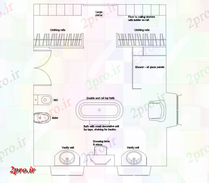 دانلود نقشه بلوک ، آرام ، نماد اختصاصی بزرگ با پیاده روی در گنجه  چیدمان (کد143343)