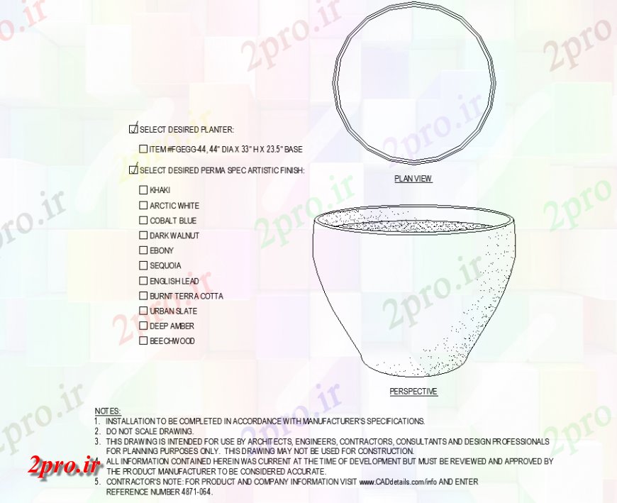 دانلود نقشه درختان و گیاهان گلدان با طرحی شکل جزئیات لیوان (کد143344)