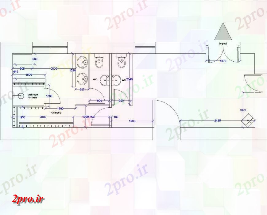 دانلود نقشه بلوک ، آرام ، نماد کوچک تغییر اتاق  (کد143349)