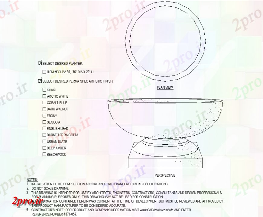 دانلود نقشه درختان و گیاهان گلدان با طرحی ایستاده با جزئیات (کد143370)