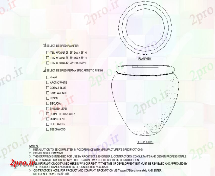 دانلود نقشه درختان و گیاهان گلدان با طرحی ایستاده با جزئیات (کد143371)