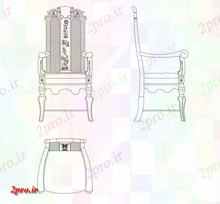 دانلود نقشه بلوک ، آرام ، نماد جزئیات گل طراحی صندلی  طراحی (کد143406)