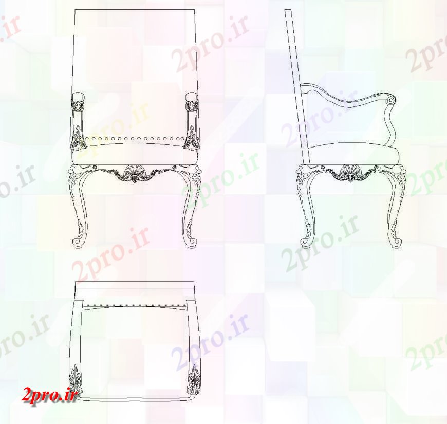 دانلود نقشه میز و صندلی دسته تزئین طرحی صندلی جزئیات (کد143410)