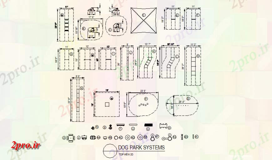 دانلود نقشه  طراحی پارک - محوطه - باغ   سگ پارک  جزئیات (کد143428)
