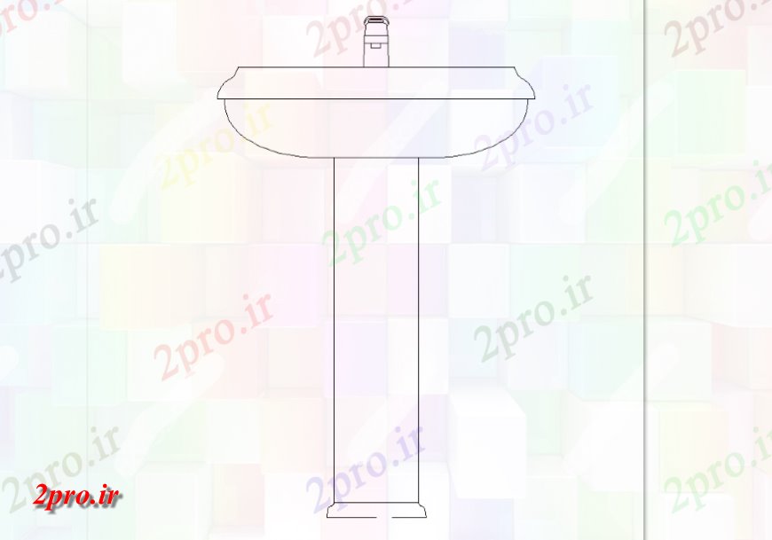 دانلود نقشه حمام مستر نما حوضه شستشو حمام را با روده شکل (کد143462)