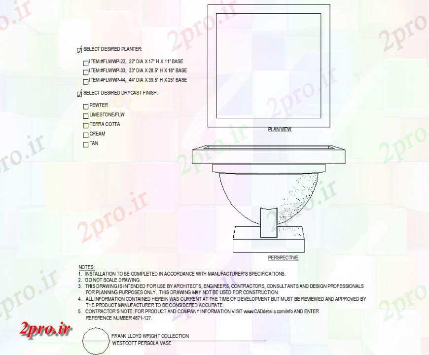 دانلود نقشه درختان و گیاهان طرحی گلدان هندسی با جزئیات (کد143499)