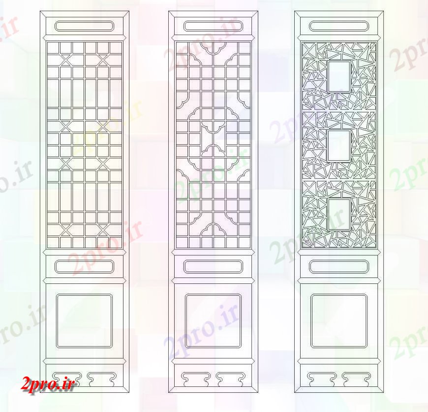 دانلود نقشه کمد دیواری لباس جزئیات طراحی معماری چینی طرحی کلاسیک  (کد143525)