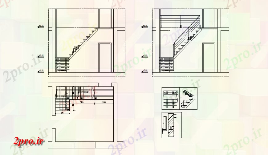 دانلود نقشه جزئیات پله و راه پله   مورد پله معماری طرحی جزئیات  چیدمان (کد143576)