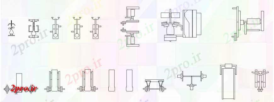 دانلود نقشه ورزشگاه ، سالن ورزش ، باشگاه بدنسازی لباسهای طرحی ساده از ابزار مختلف ورزش (کد143602)