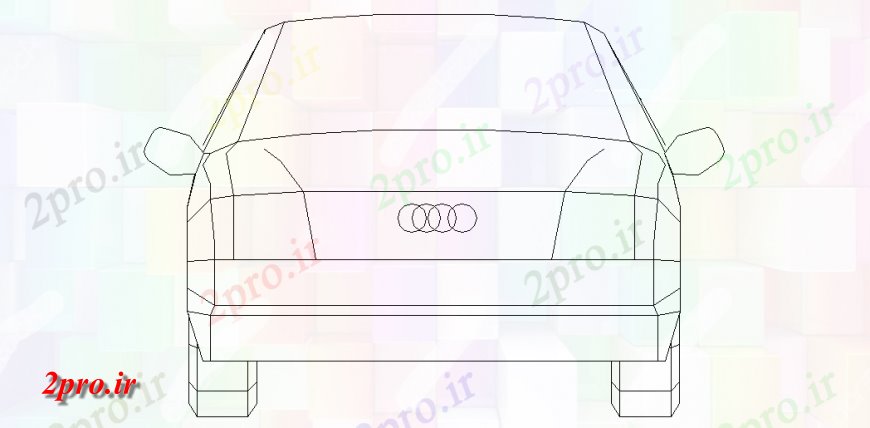 دانلود نقشه بلوک وسایل نقلیه خودروی نمای ایزومتریک آئودی با نما طراحی خودرو (کد143607)