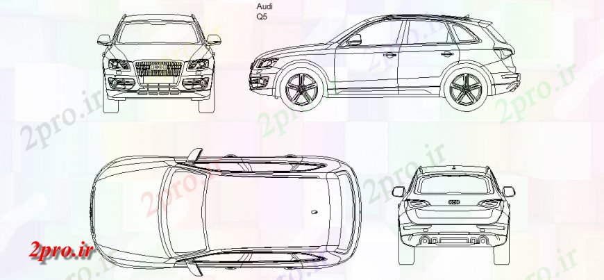 دانلود نقشه بلوک وسایل نقلیه طراحی خودرو آئودی بلوک خودرو (کد143613)