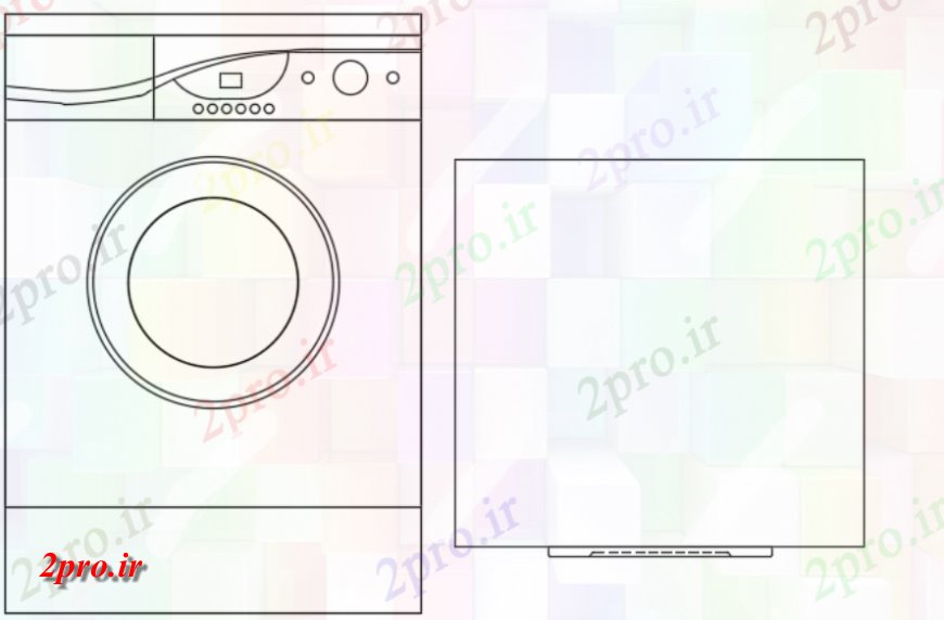 دانلود نقشه بلوک ، آرام ، نماد ماشین لباسشویی آشپزخانه (کد143624)