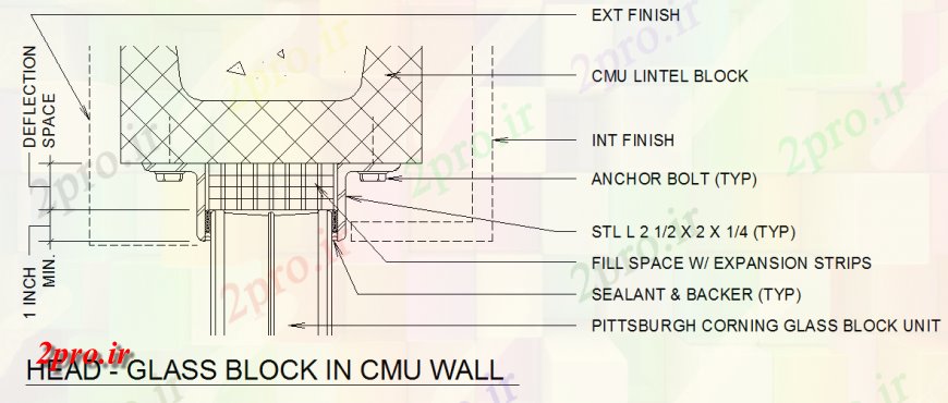 دانلود نقشه بلوک ، آرام ، نماد بلوک شیشه ای در CMU طرحی جزئیات دیوار و طرحی نما  (کد143658)