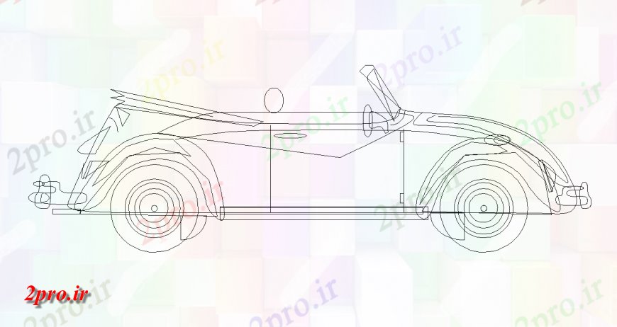 دانلود نقشه بلوک وسایل نقلیه نظر طراحی ماشین باز با  نما آن (کد143670)