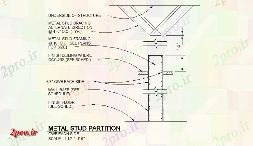 دانلود نقشه طراحی جزئیات ساختار گل میخ فلزی جزئیات پارتیشن  طراحی (کد143671)
