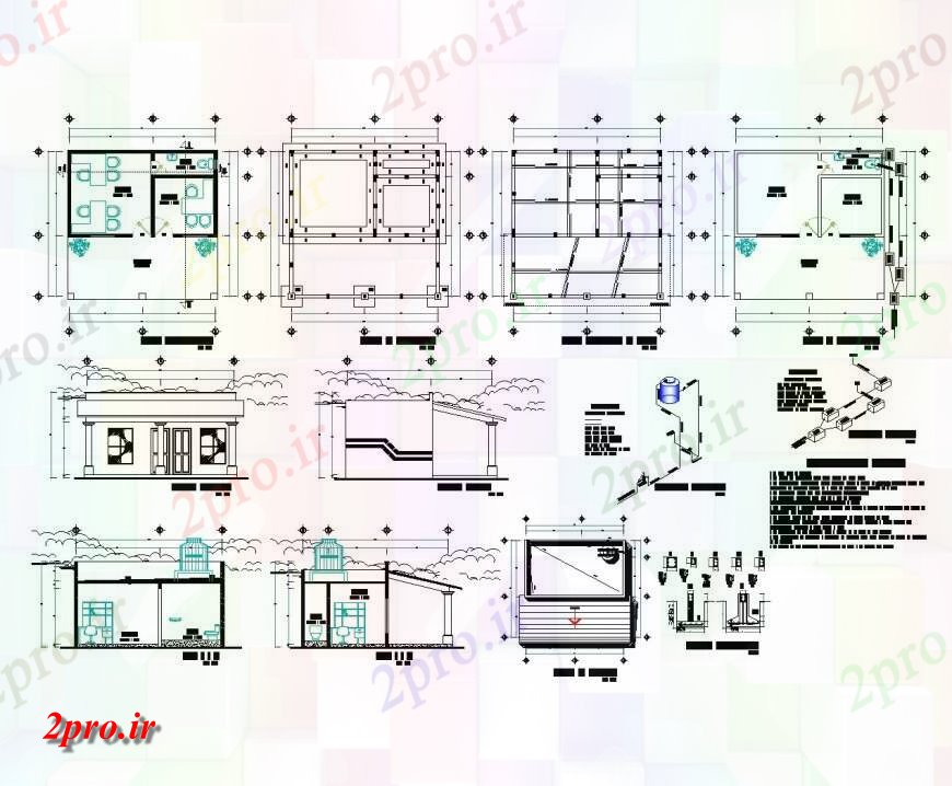 دانلود نقشه مسکونی  ، ویلایی ، آپارتمان  طرحی خانه، نما و بخش  (کد143706)