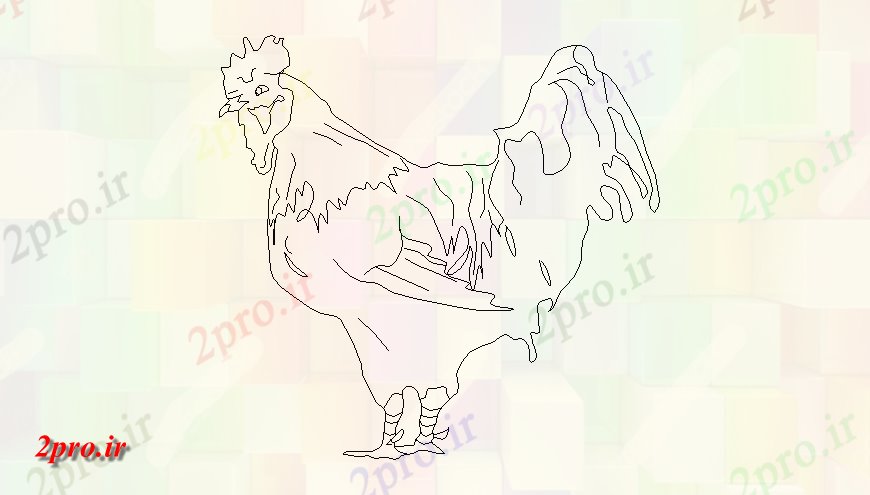 دانلود نقشه بلوک حیوانات مرغ جزئیات نما  چیدمان نما (کد143747)