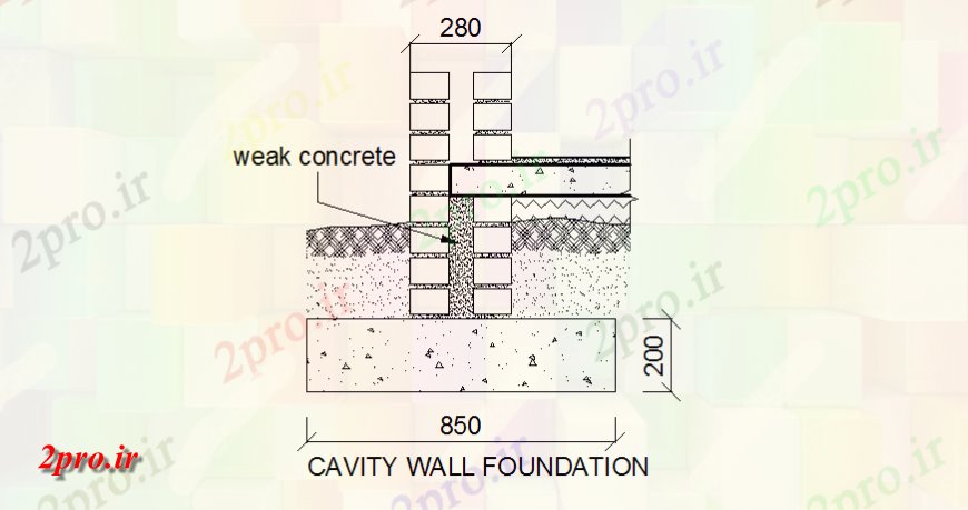 دانلود نقشه طراحی اتوکد پایه طرحی جزئیات پایه دیوار حفره و نما  (کد143759)