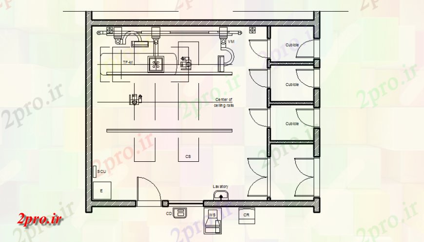 دانلود نقشه ساختمان اداری - تجاری - صنعتی اشعه ایکس نما جزئیات اتاق و  طراحی (کد143765)